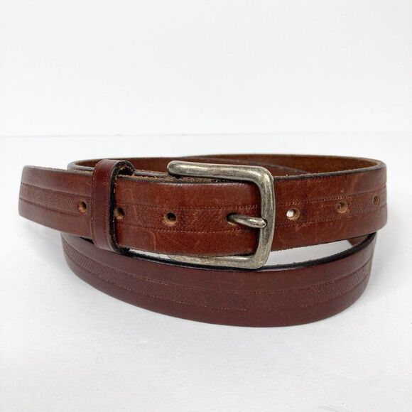 Woolrich Harness Leather Belt Men's Size Large Brown Made in USA Rustic - Picture 1 of 16
